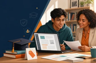 Student and educator compare a digital document plan and an education savings offer