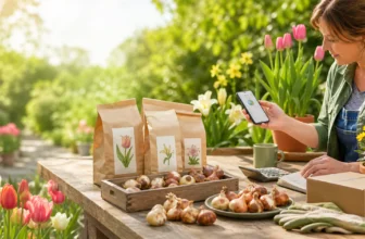 Gardener compares bulb packets, rewards, and shipping costs before placing a seasonal order